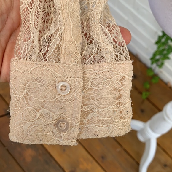 Free People Sheer Lace Top Boho Cream Size XS - Picture 11 of 11